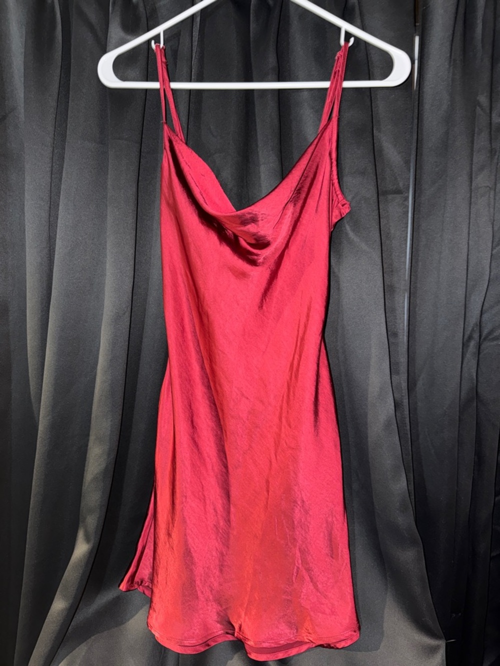 Kohl's Wine Satin Dress with Cowl Neck